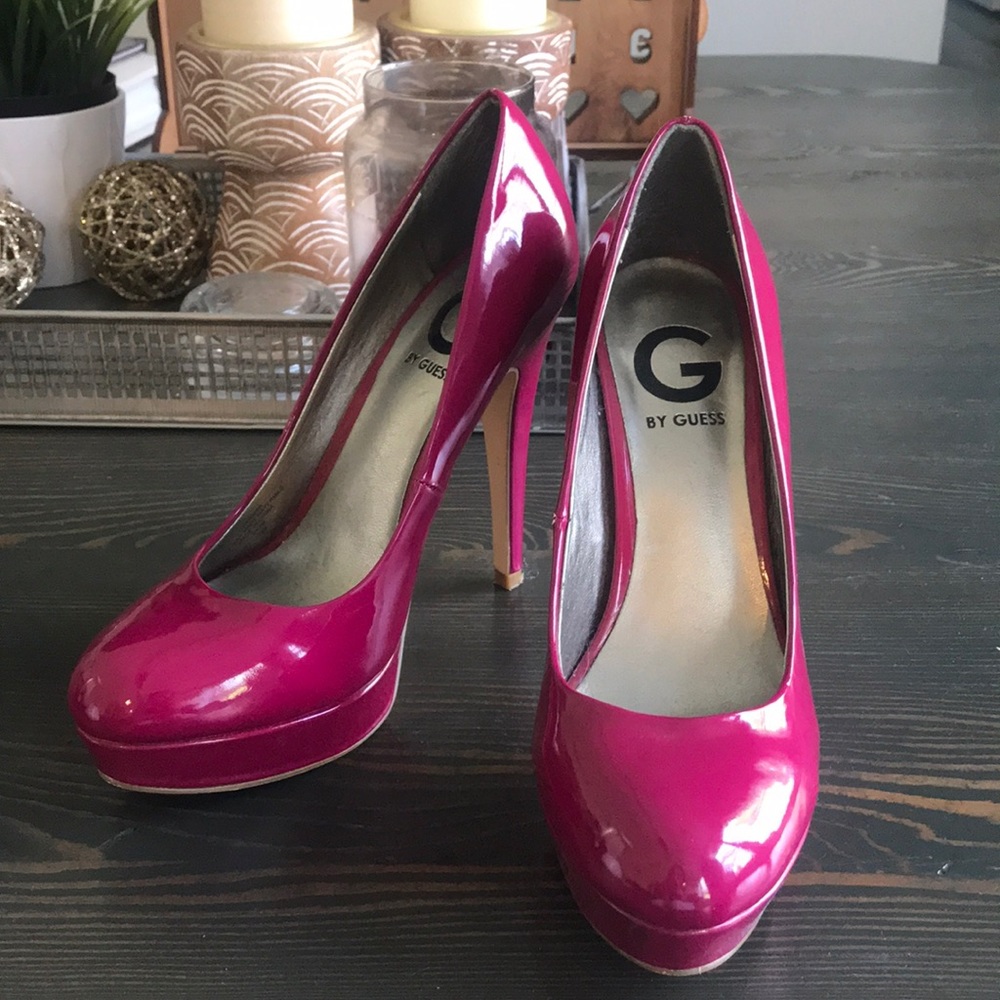 GUESS Glossy Fuchsia Platform Stilettos